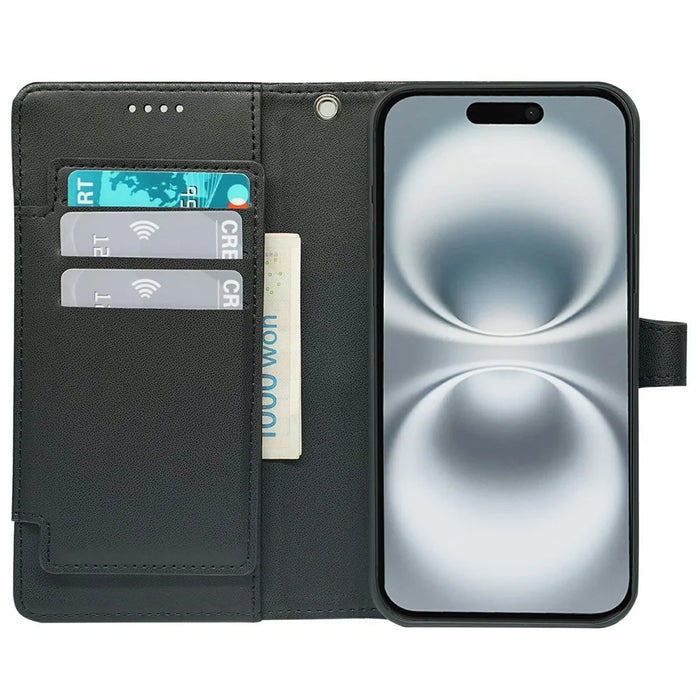 For iPhone 17 Case with 9 Card Slots PU Leather Stand Phone Cover - Black - 4