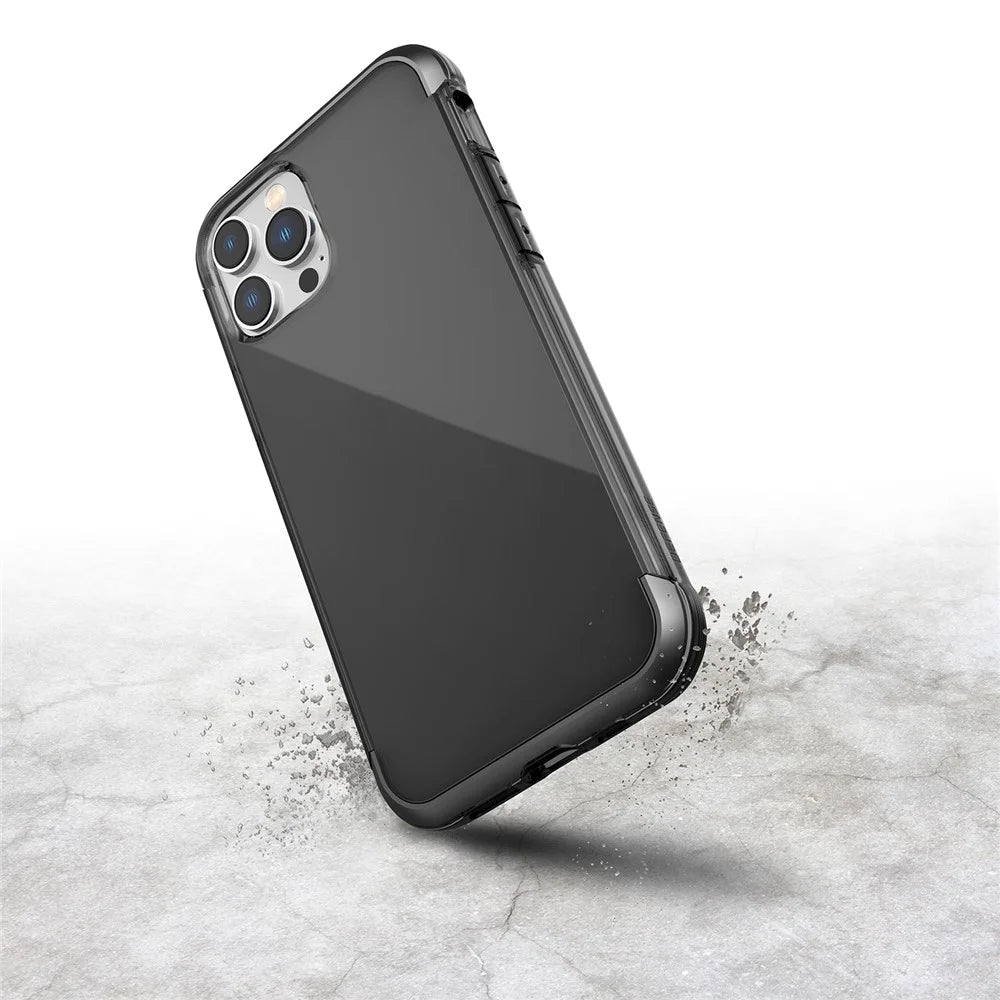 DEFENSE Anti-fall Phone Case for iPhone 14 Pro Max Air Soft TPU Aluminum Alloy Corners Protective Phone Cover - Transparent Black - 2