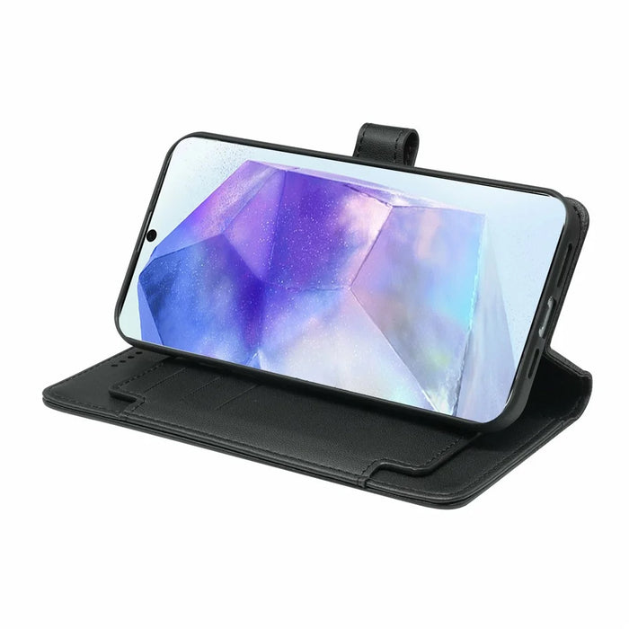 For Samsung Galaxy S25 FE Case with 9 Card Slots PU Leather Stand Phone Cover - Black - 5