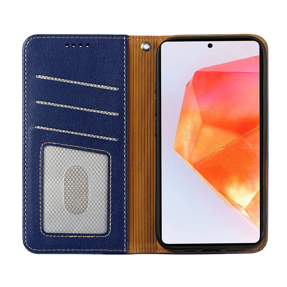 For Samsung Galaxy S25 FE Case Wallet RFID Blocking Leather Phone Cover Strong Magnetic Closure - Blue - 2