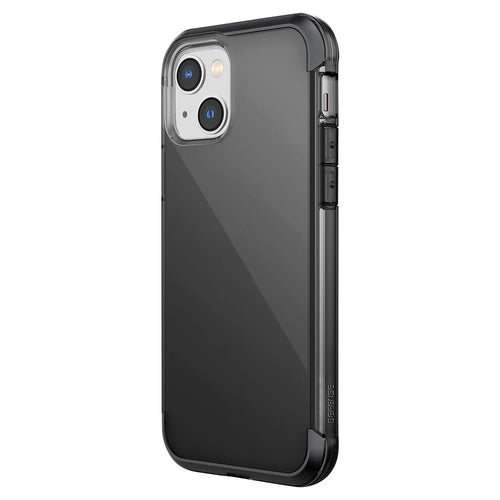DEFENSE for iPhone 14 Soft TPU Scratch Resistant Clear Phone Case Aluminum Alloy Air-Guard Corners Shockproof Cover - Transparent Black - 1