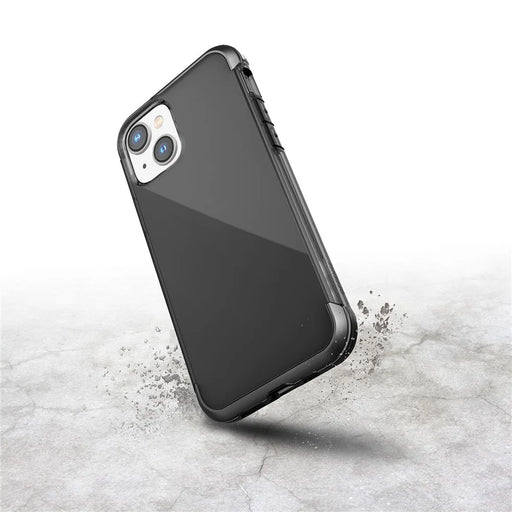 DEFENSE for iPhone 14 Soft TPU Scratch Resistant Clear Phone Case Aluminum Alloy Air-Guard Corners Shockproof Cover - Transparent Black - 2