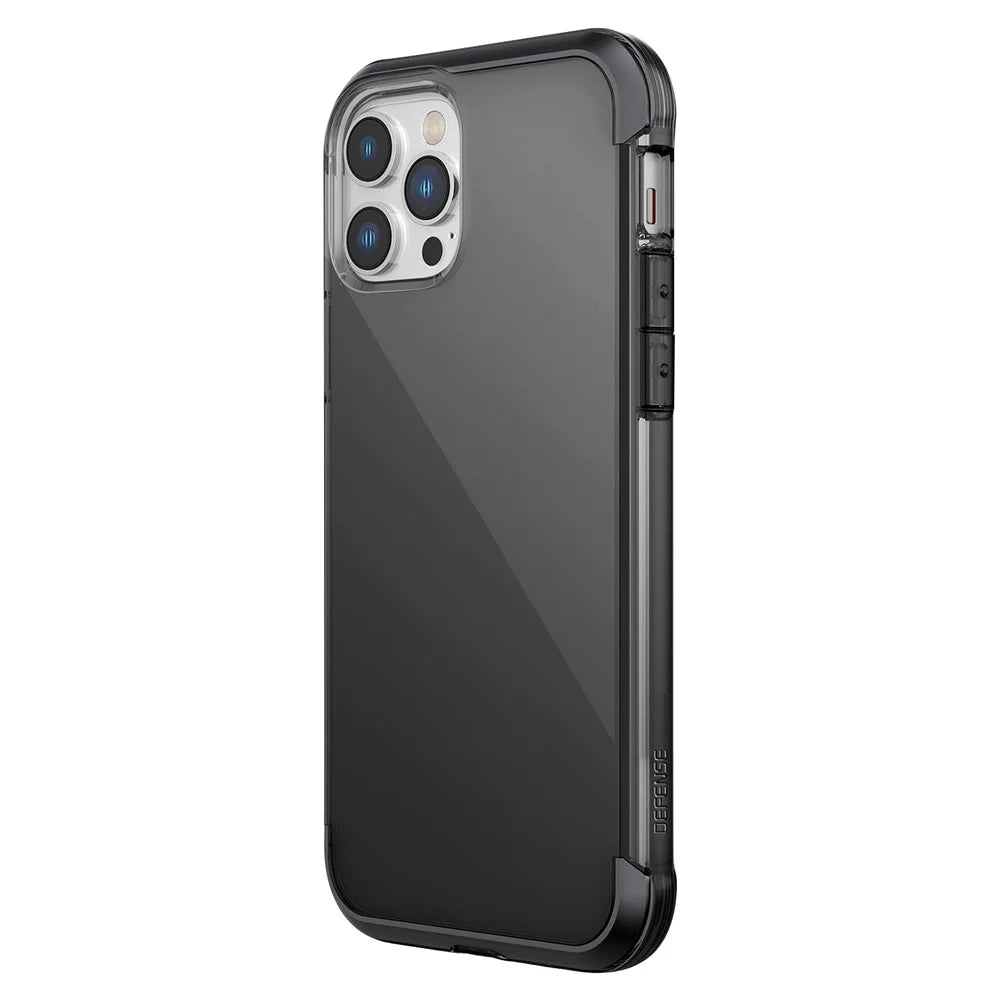 DEFENSE Shockproof Phone Cover for iPhone 14 Pro Air Soft TPU Anti-scratch Phone Case with Aluminum Alloy Corners  - Transparent Black - 1
