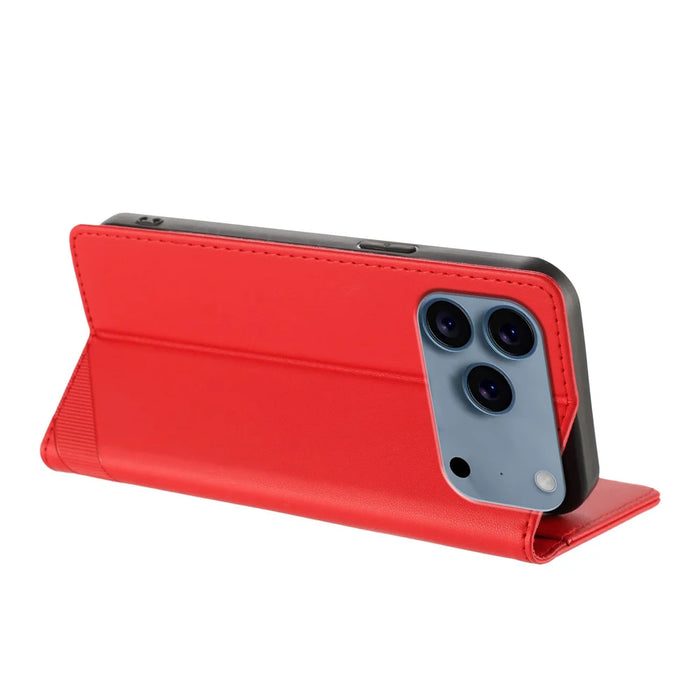 For iPhone 18 Pro / 17 Pro Phone Cases Punk Style Imprinted Wallet Stand Leather Cover - Red - 3