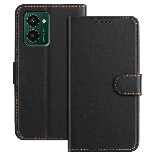 For HMD Pulse Pro Leather Case Wallet Stand Solid Color Anti Drop Phone Cover - Black - 1