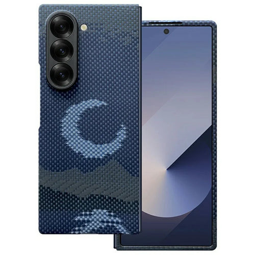 For Samsung Galaxy Z Fold6 5G Magnetic Case Precise Cutouts Aramid Fiber Phone Cover with Metal Lens Frame / Front Frame - Moon - 1