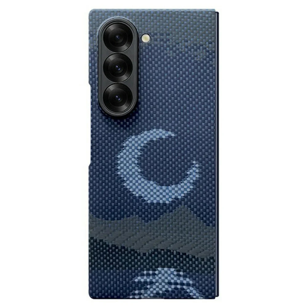For Samsung Galaxy Z Fold6 5G Magnetic Case Precise Cutouts Aramid Fiber Phone Cover with Metal Lens Frame / Front Frame - Moon - 2