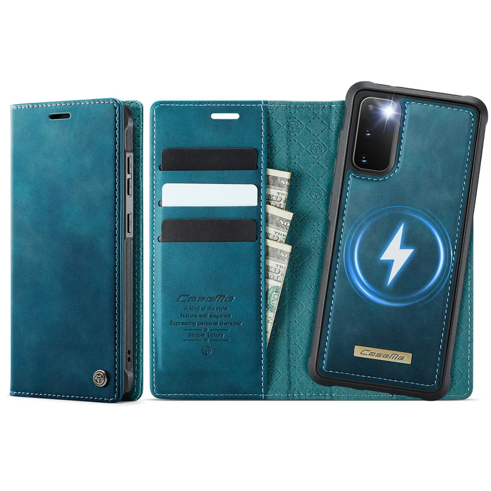 CASEME For Samsung Galaxy S20 4G / Galaxy S20 5G Case  C49 Magnetic Case RFID Blocking Detachable Wallet Leather Phone Cover - Green - 1