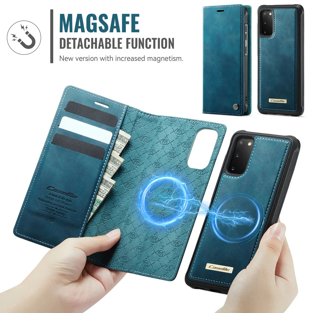 CASEME For Samsung Galaxy S20 4G / Galaxy S20 5G Case  C49 Magnetic Case RFID Blocking Detachable Wallet Leather Phone Cover - Green - 6