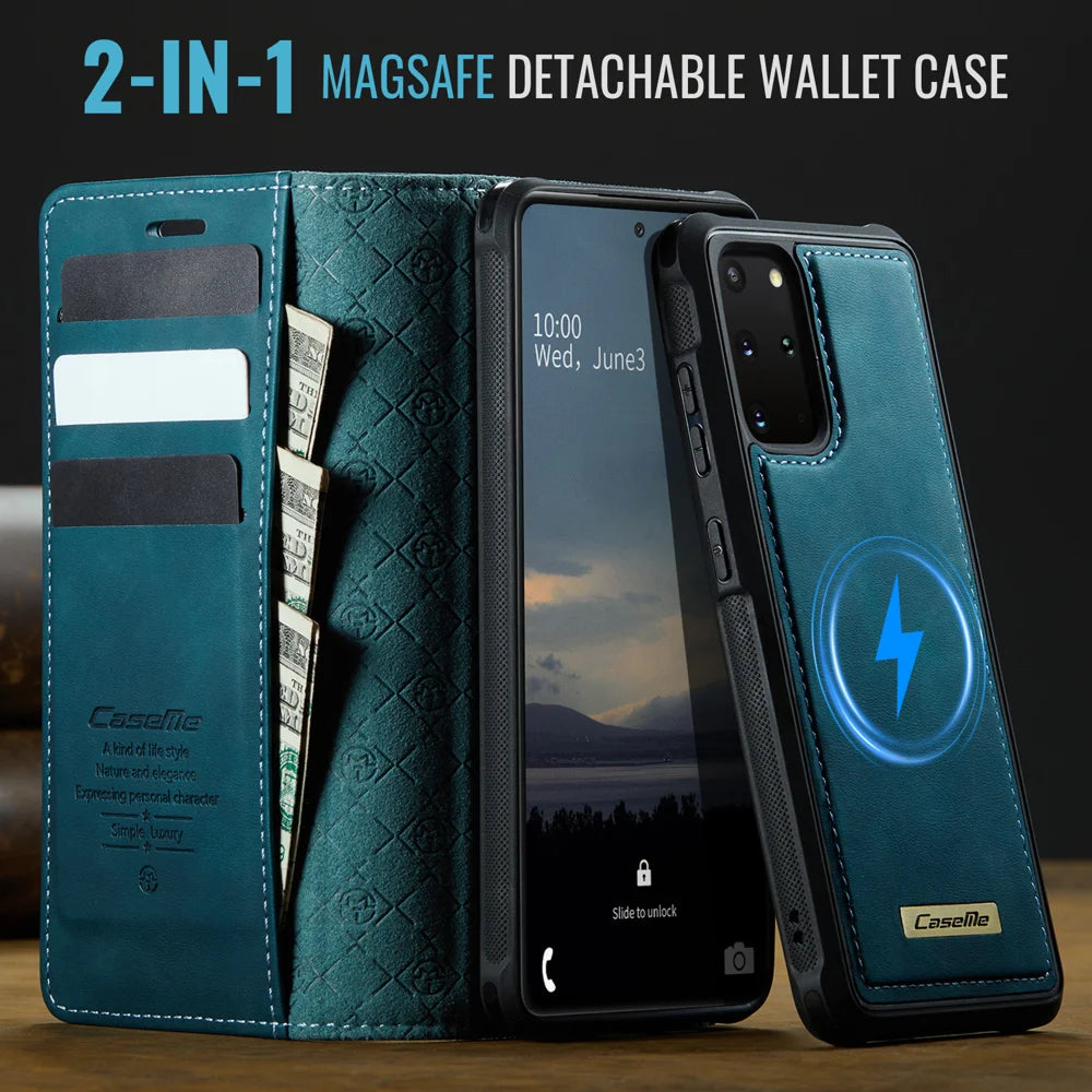 CASEME For Samsung Galaxy S20 Plus 5G Case  C49 Magnetic Case RFID Blocking Detachable Wallet Leather Phone Cover - Green - 4