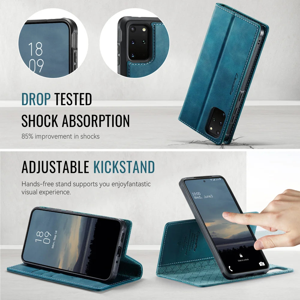 CASEME For Samsung Galaxy S20 Plus 5G Case  C49 Magnetic Case RFID Blocking Detachable Wallet Leather Phone Cover - Green - 5
