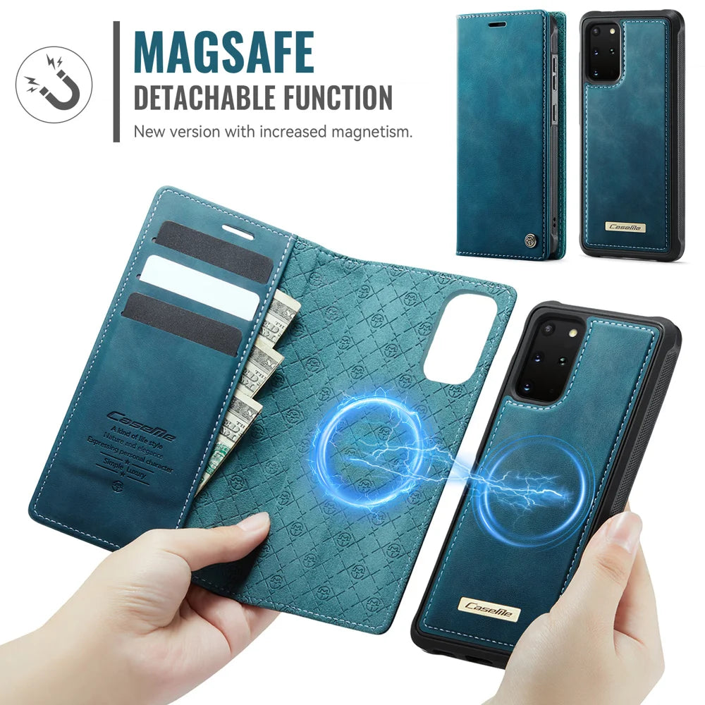 CASEME For Samsung Galaxy S20 Plus 5G Case  C49 Magnetic Case RFID Blocking Detachable Wallet Leather Phone Cover - Green - 6