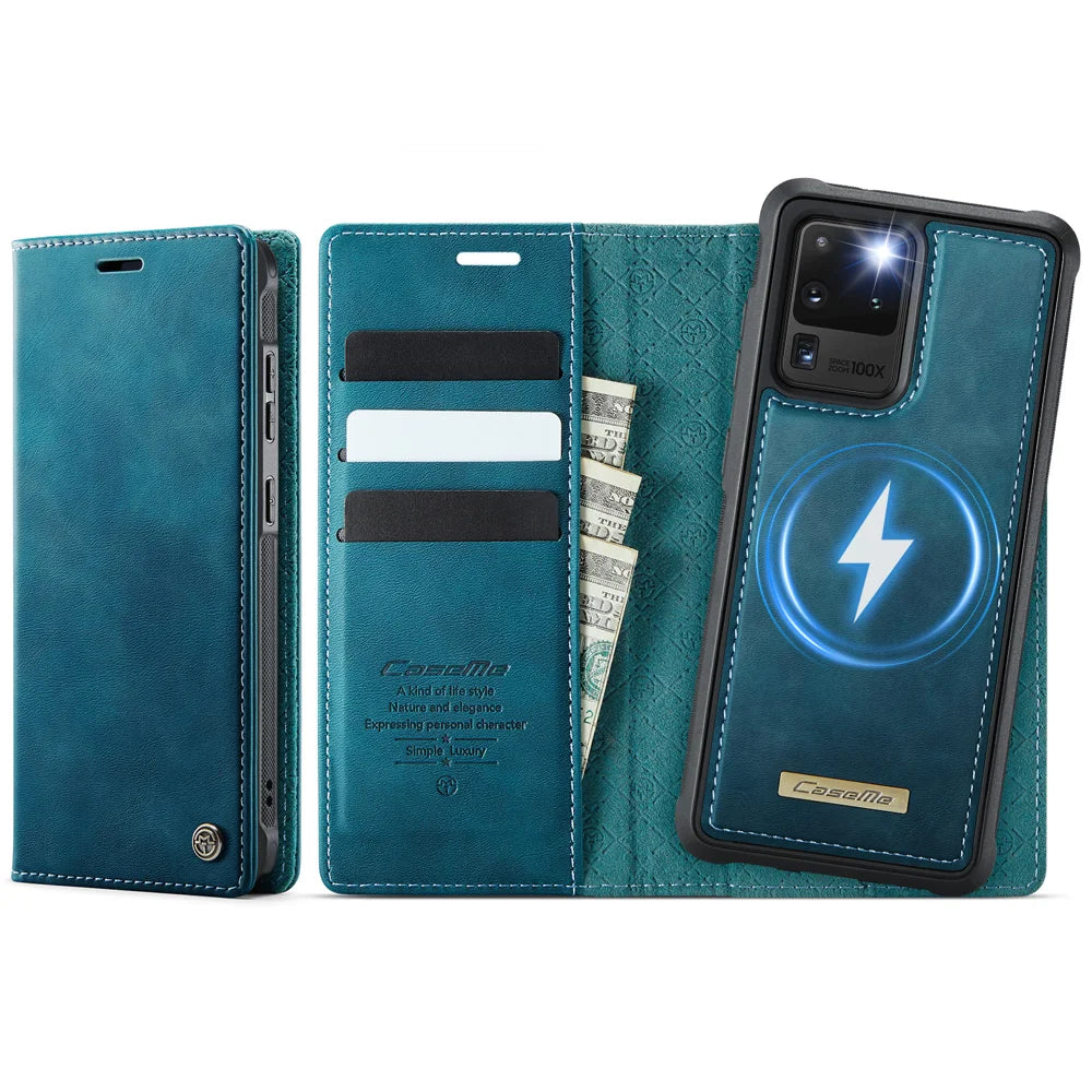 CASEME For Samsung Galaxy S20 Ultra Case  C49 Magnetic Case RFID Blocking Detachable Wallet Leather Phone Cover - Green - 1