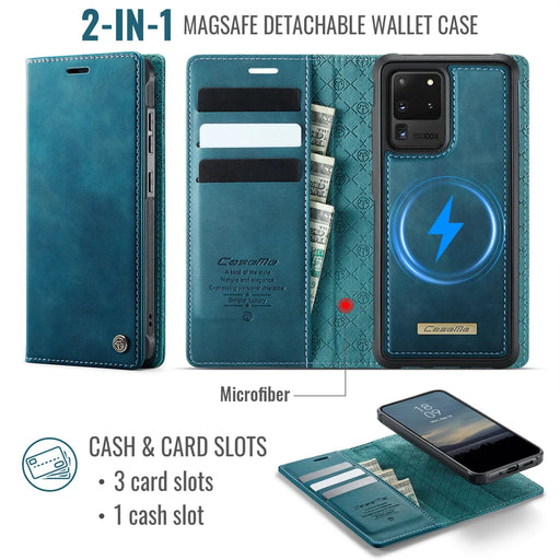 CASEME For Samsung Galaxy S20 Ultra Case  C49 Magnetic Case RFID Blocking Detachable Wallet Leather Phone Cover - Green - 2