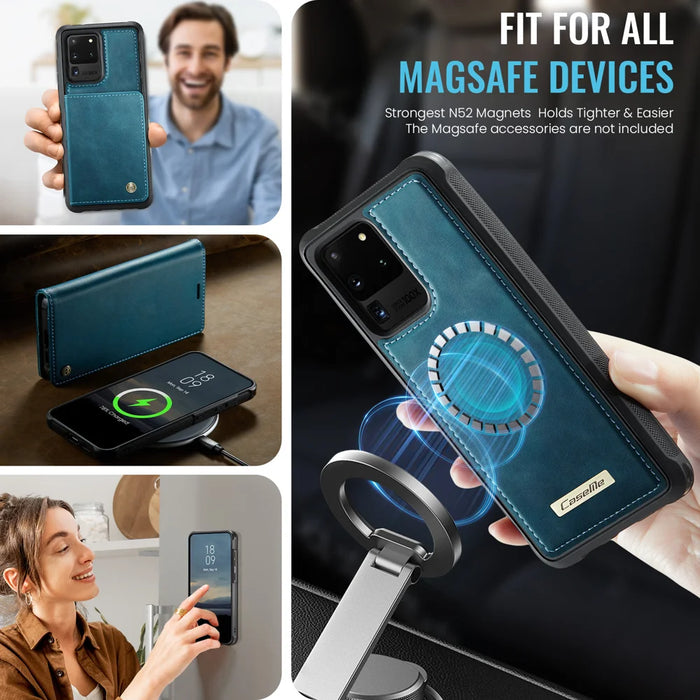 CASEME For Samsung Galaxy S20 Ultra Case  C49 Magnetic Case RFID Blocking Detachable Wallet Leather Phone Cover - Green - 3
