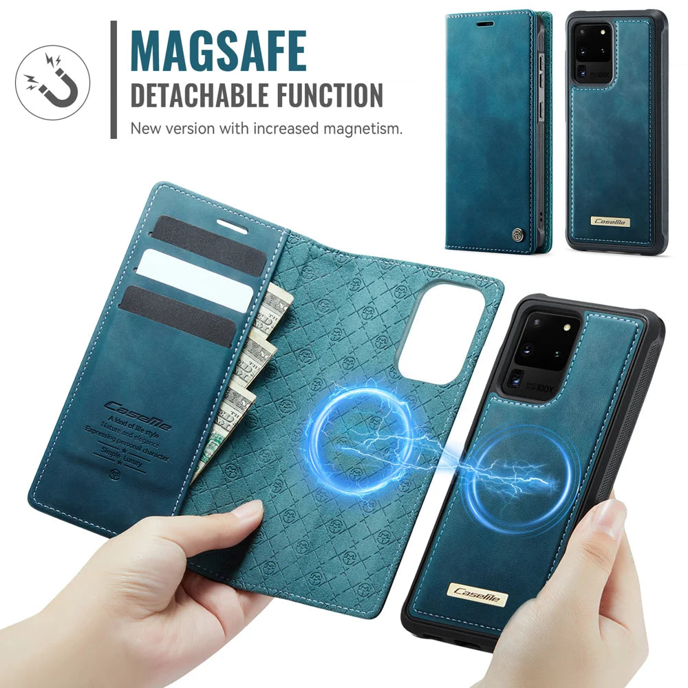 CASEME For Samsung Galaxy S20 Ultra Case  C49 Magnetic Case RFID Blocking Detachable Wallet Leather Phone Cover - Green - 6