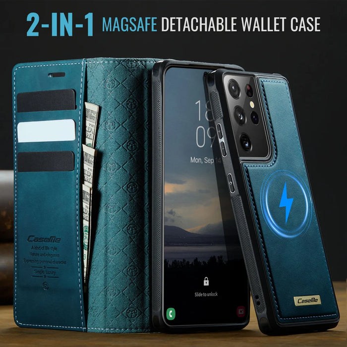 CASEME For Samsung Galaxy S21 Ultra 5G Case  C49 Magnetic Case RFID Blocking Detachable Wallet Leather Phone Cover - Green - 4