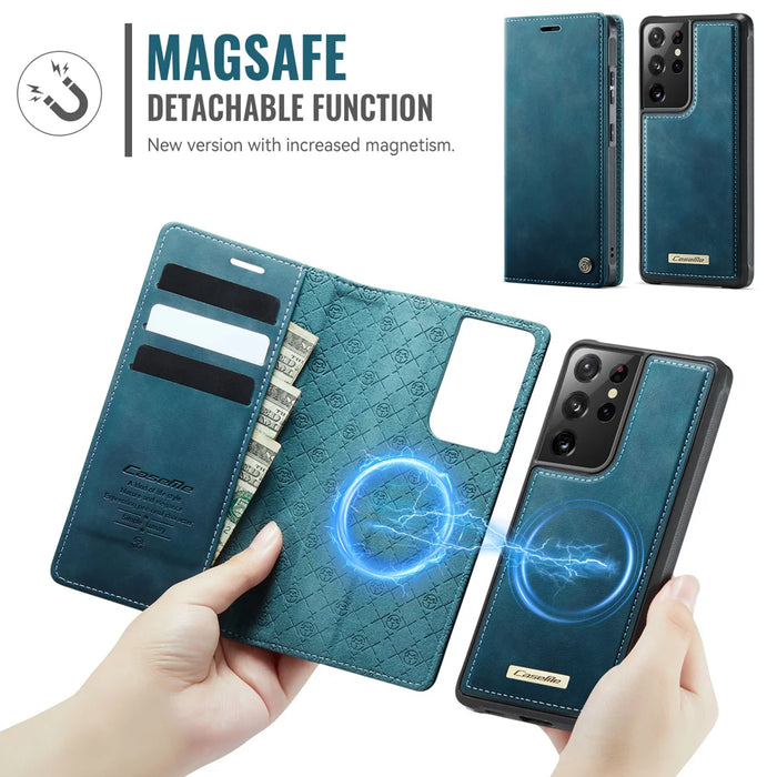 CASEME For Samsung Galaxy S21 Ultra 5G Case  C49 Magnetic Case RFID Blocking Detachable Wallet Leather Phone Cover - Green - 6