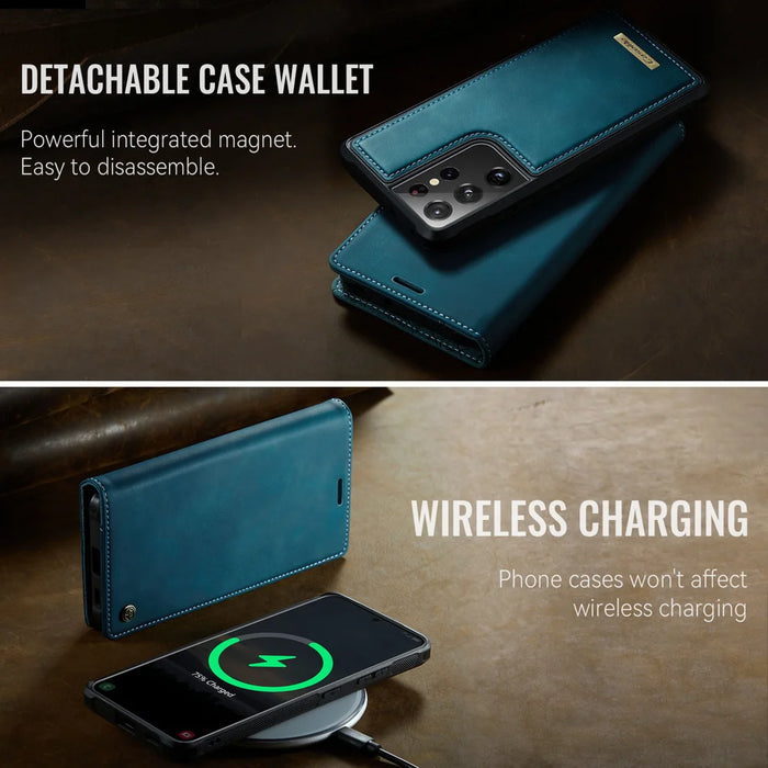 CASEME For Samsung Galaxy S21 Ultra 5G Case  C49 Magnetic Case RFID Blocking Detachable Wallet Leather Phone Cover - Green - 7