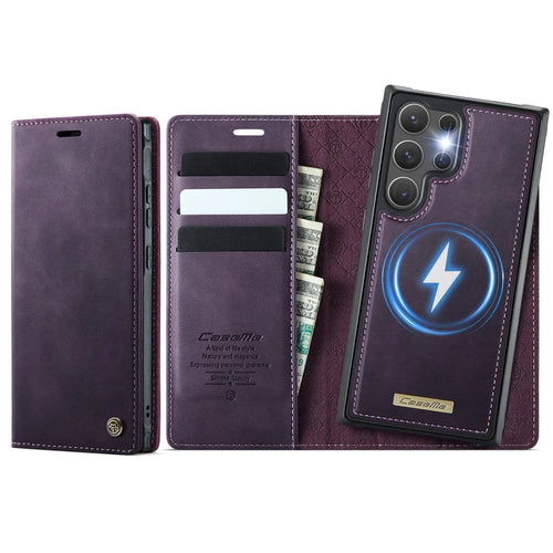 CASEME For Samsung Galaxy S24 Ultra Case  C49 Magnetic Case RFID Blocking Detachable Wallet Leather Phone Cover - Purple - 1