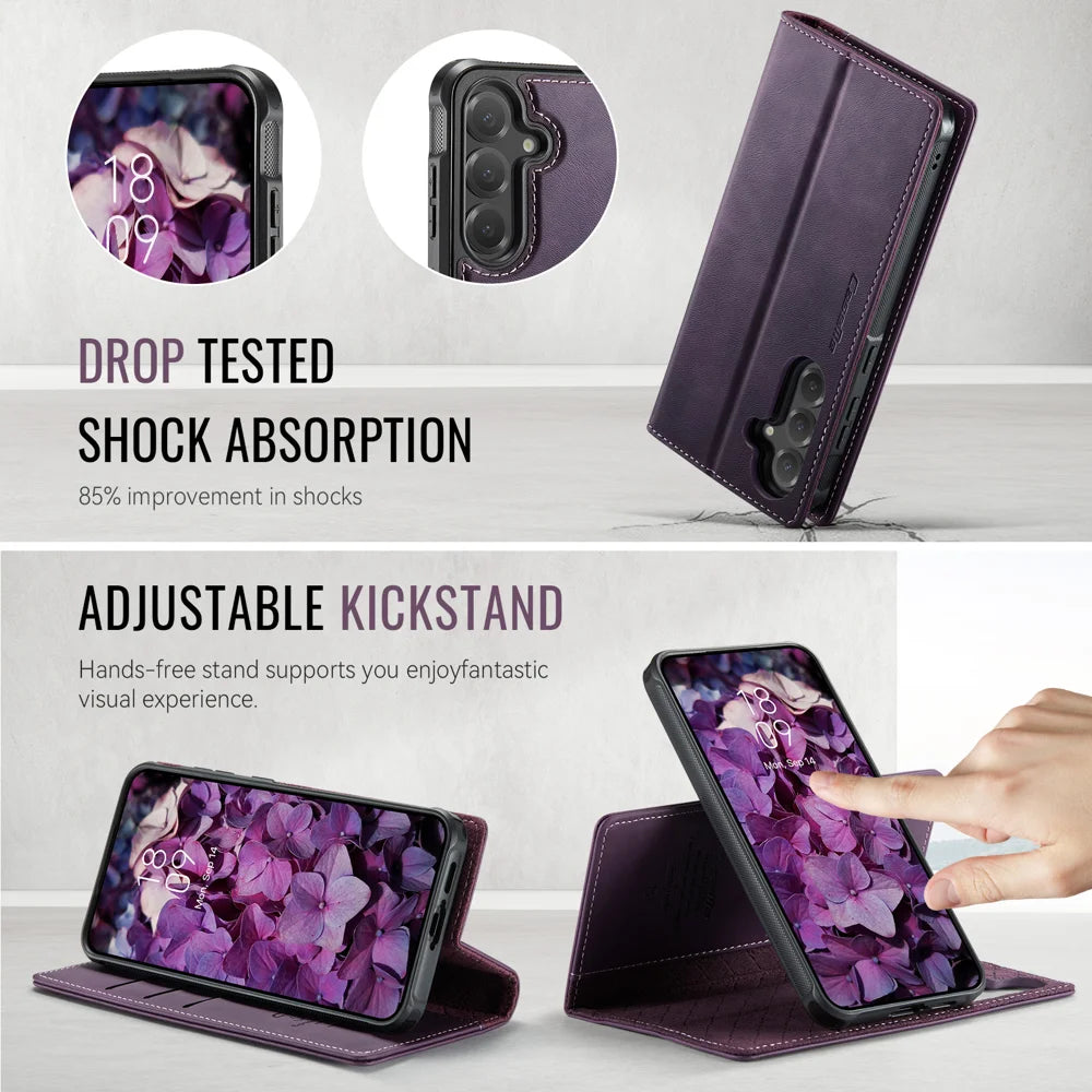 CASEME For Samsung Galaxy S25+ / Galaxy S24+ Case  C49 Magnetic Case RFID Blocking Detachable Wallet Leather Phone Cover - Purple - 5