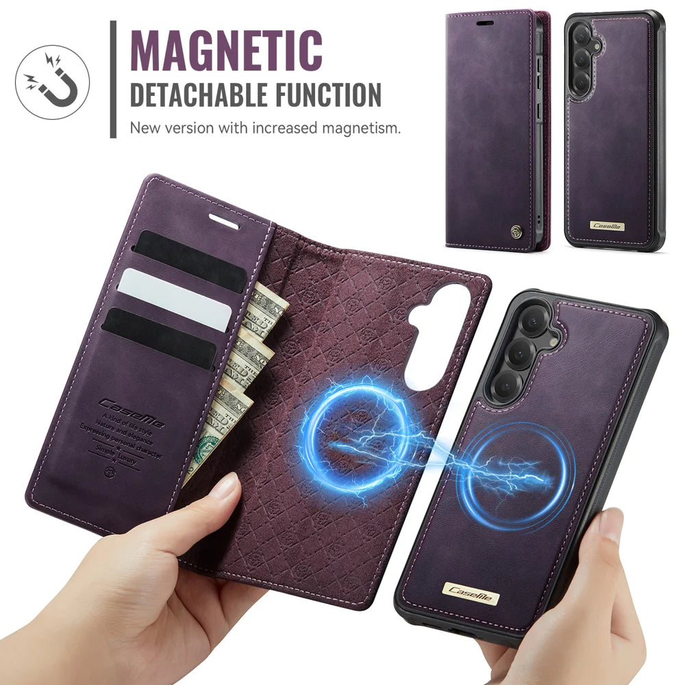CASEME For Samsung Galaxy S25+ / Galaxy S24+ Case  C49 Magnetic Case RFID Blocking Detachable Wallet Leather Phone Cover - Purple - 6