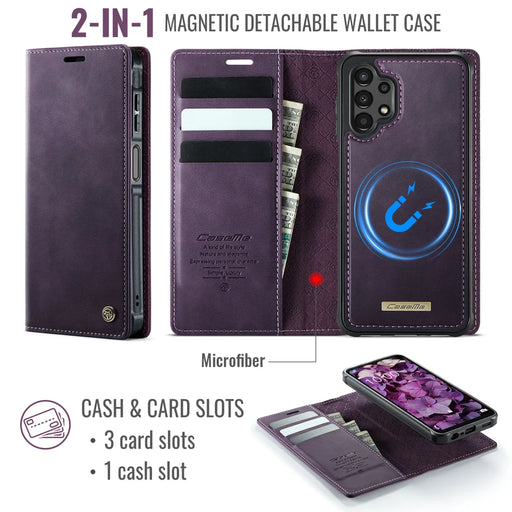 CASEME For Samsung Galaxy A13 5G / Galaxy A04s 5G / Galaxy A13 4G Magnetic Case  C49 RFID Blocking Detachable Wallet Leather Phone Cover - Purple - 2