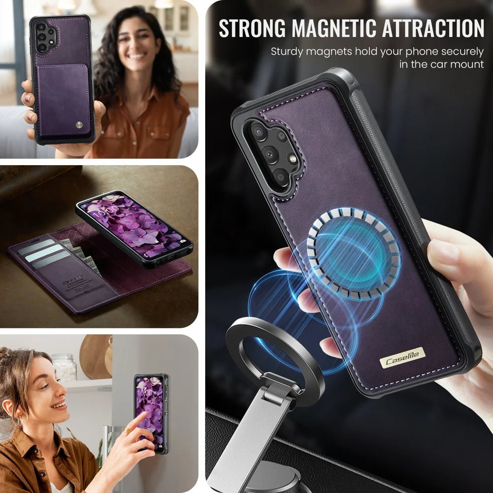 CASEME For Samsung Galaxy A13 5G / Galaxy A04s 5G / Galaxy A13 4G Magnetic Case  C49 RFID Blocking Detachable Wallet Leather Phone Cover - Purple - 3