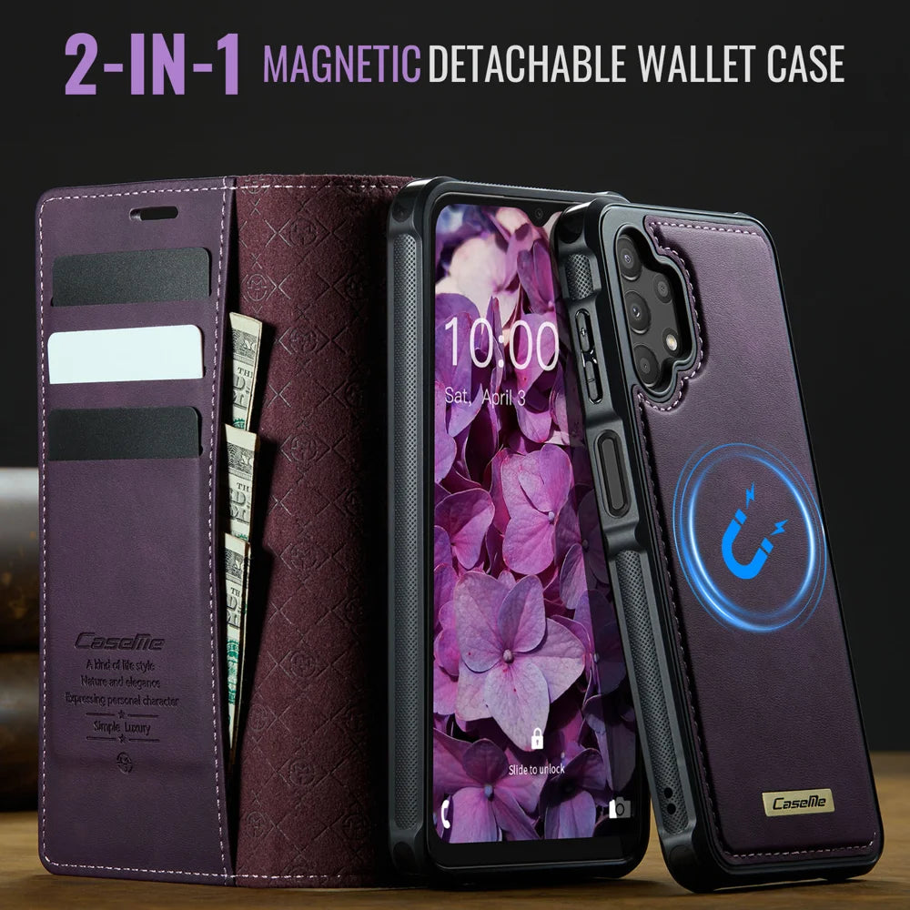 CASEME For Samsung Galaxy A13 5G / Galaxy A04s 5G / Galaxy A13 4G Magnetic Case  C49 RFID Blocking Detachable Wallet Leather Phone Cover - Purple - 4