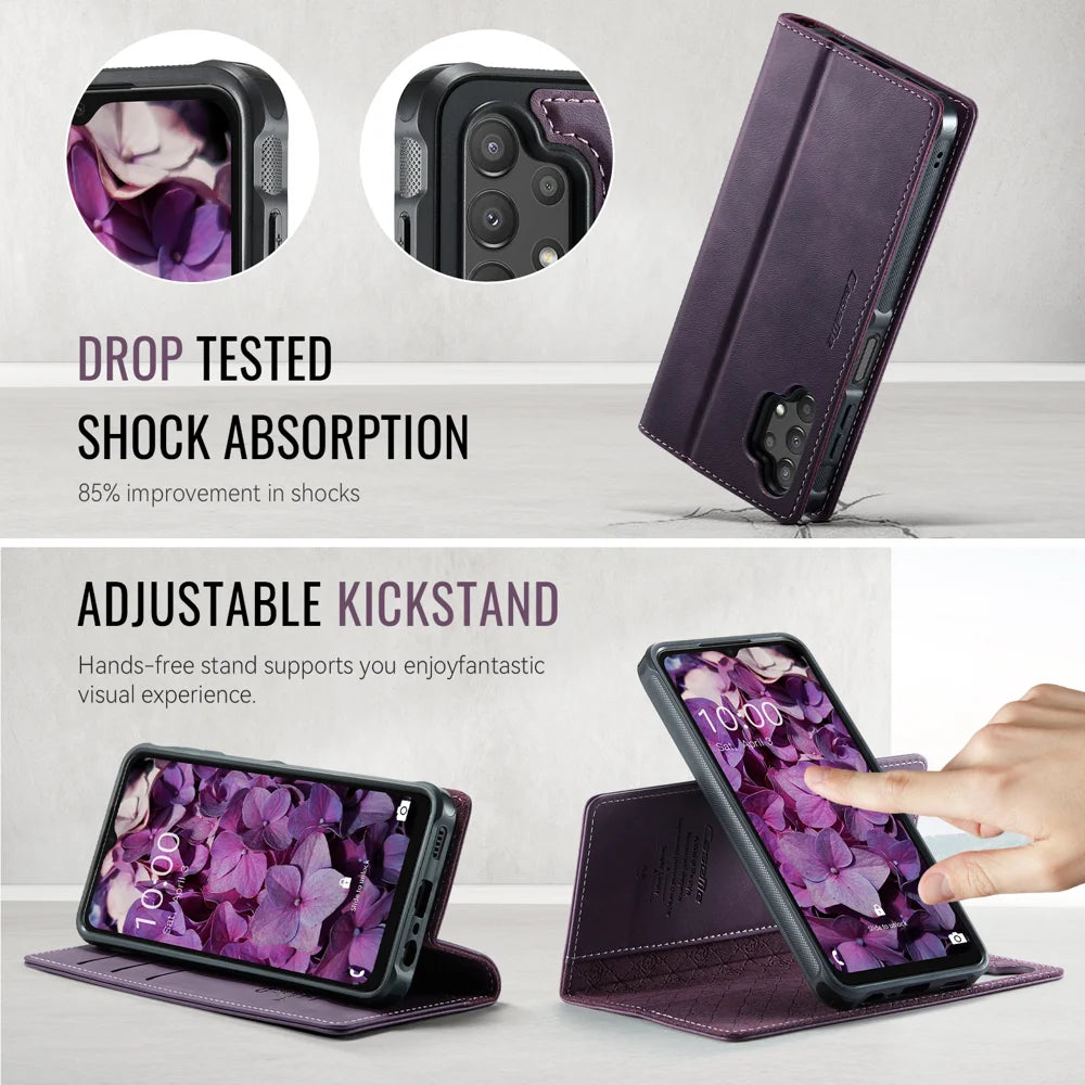 CASEME For Samsung Galaxy A13 5G / Galaxy A04s 5G / Galaxy A13 4G Magnetic Case  C49 RFID Blocking Detachable Wallet Leather Phone Cover - Purple - 5