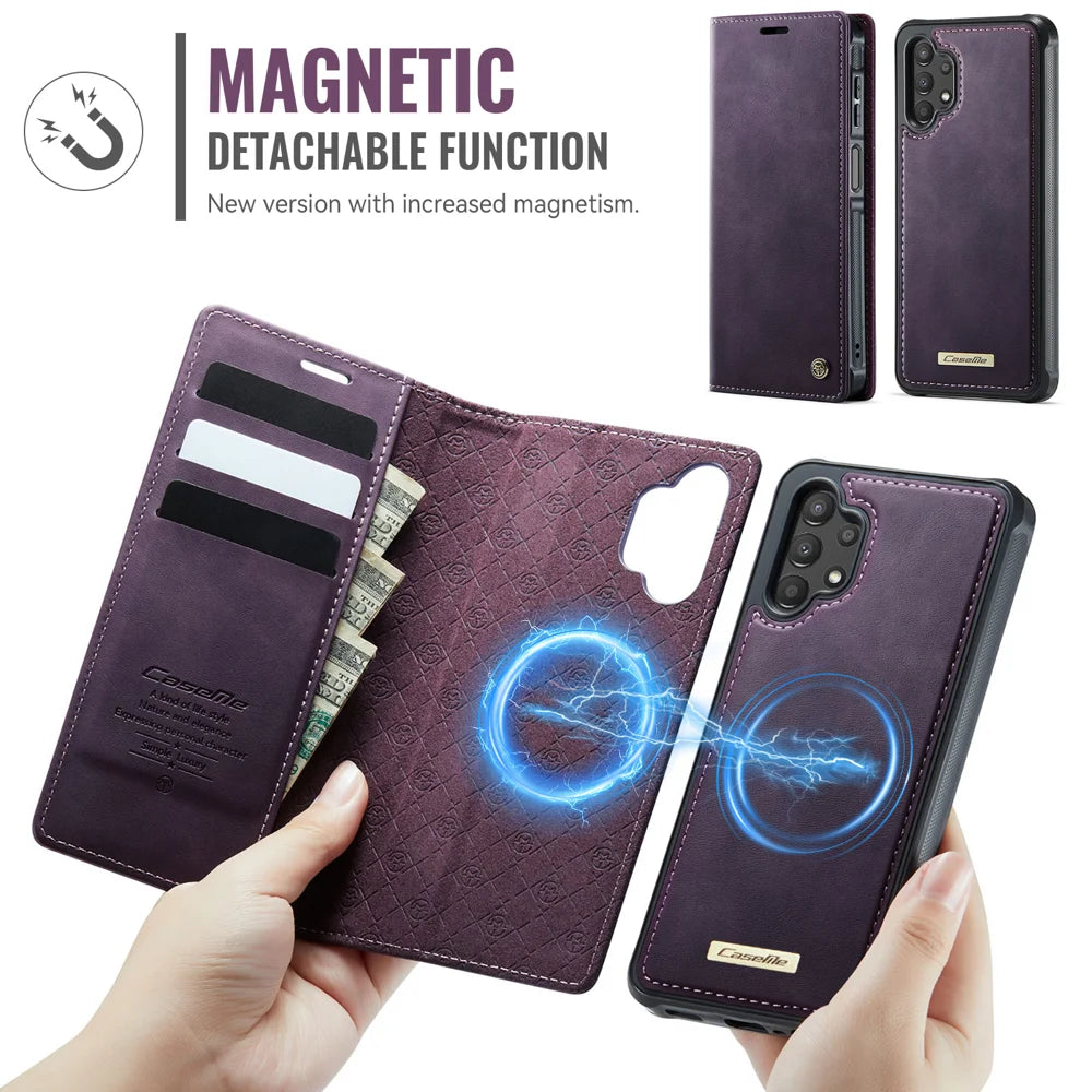 CASEME For Samsung Galaxy A13 5G / Galaxy A04s 5G / Galaxy A13 4G Magnetic Case  C49 RFID Blocking Detachable Wallet Leather Phone Cover - Purple - 6
