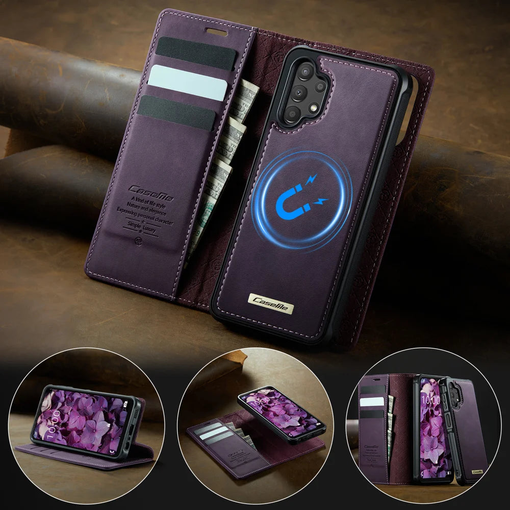 CASEME For Samsung Galaxy A13 5G / Galaxy A04s 5G / Galaxy A13 4G Magnetic Case  C49 RFID Blocking Detachable Wallet Leather Phone Cover - Purple - 7