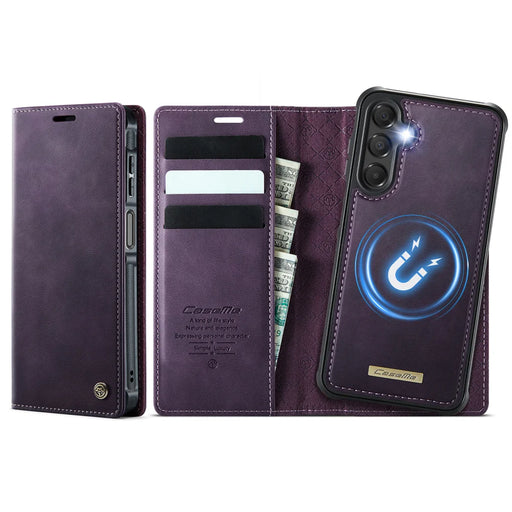 CASEME For Samsung Galaxy A15 5G / Galaxy A15 4G Magnetic Case  C49 RFID Blocking Detachable Wallet Leather Phone Cover - Purple - 1