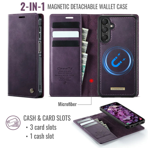 CASEME For Samsung Galaxy A15 5G / Galaxy A15 4G Magnetic Case  C49 RFID Blocking Detachable Wallet Leather Phone Cover - Purple - 2