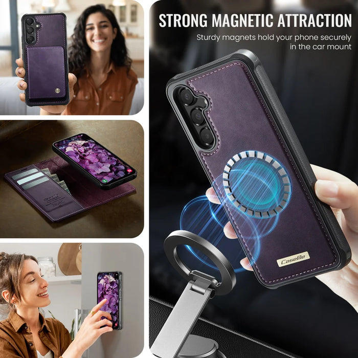 CASEME For Samsung Galaxy A15 5G / Galaxy A15 4G Magnetic Case  C49 RFID Blocking Detachable Wallet Leather Phone Cover - Purple - 3