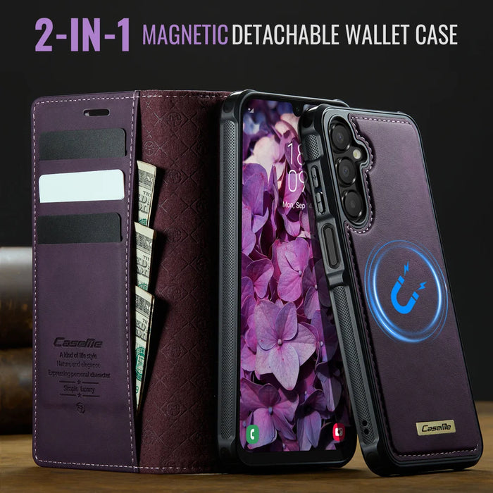 CASEME For Samsung Galaxy A15 5G / Galaxy A15 4G Magnetic Case  C49 RFID Blocking Detachable Wallet Leather Phone Cover - Purple - 4