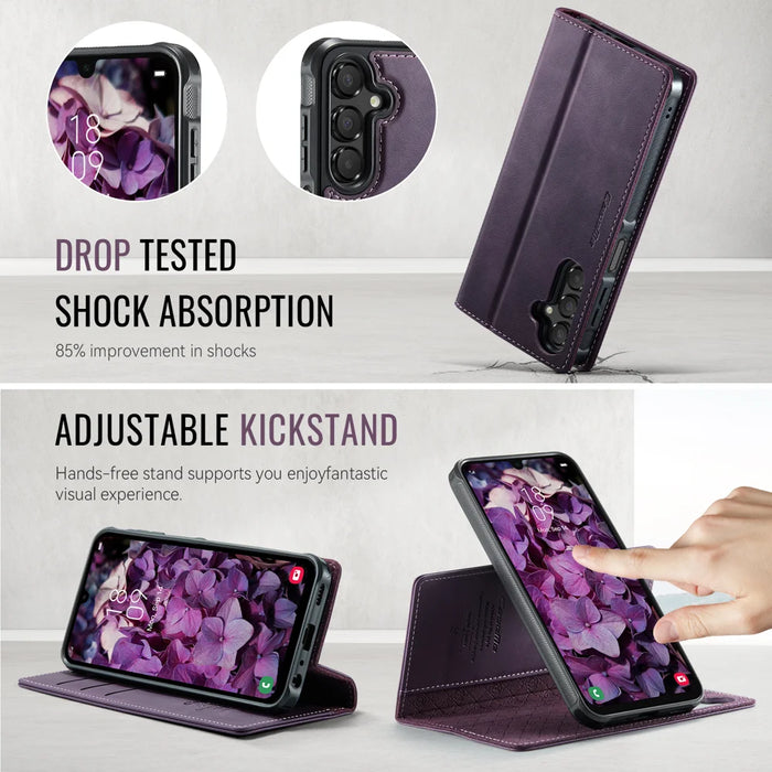 CASEME For Samsung Galaxy A15 5G / Galaxy A15 4G Magnetic Case  C49 RFID Blocking Detachable Wallet Leather Phone Cover - Purple - 5