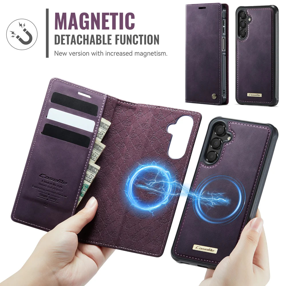CASEME For Samsung Galaxy A15 5G / Galaxy A15 4G Magnetic Case  C49 RFID Blocking Detachable Wallet Leather Phone Cover - Purple - 6