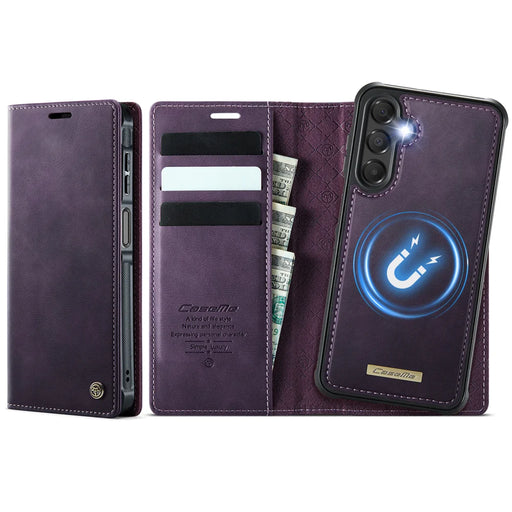 CASEME For Samsung Galaxy A16 5G Magnetic Case  C49 RFID Blocking Detachable Wallet Leather Phone Cover - Purple - 1
