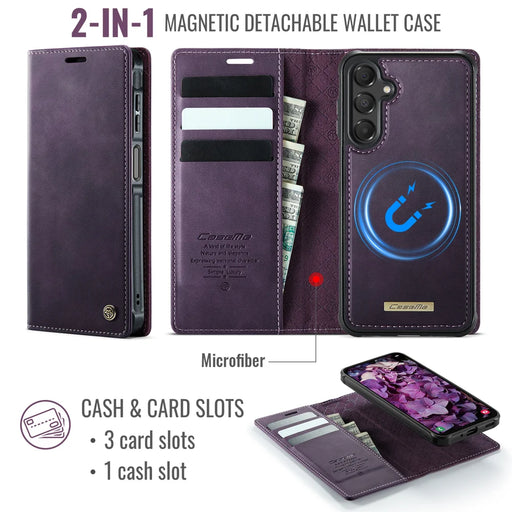 CASEME For Samsung Galaxy A16 5G Magnetic Case  C49 RFID Blocking Detachable Wallet Leather Phone Cover - Purple - 2