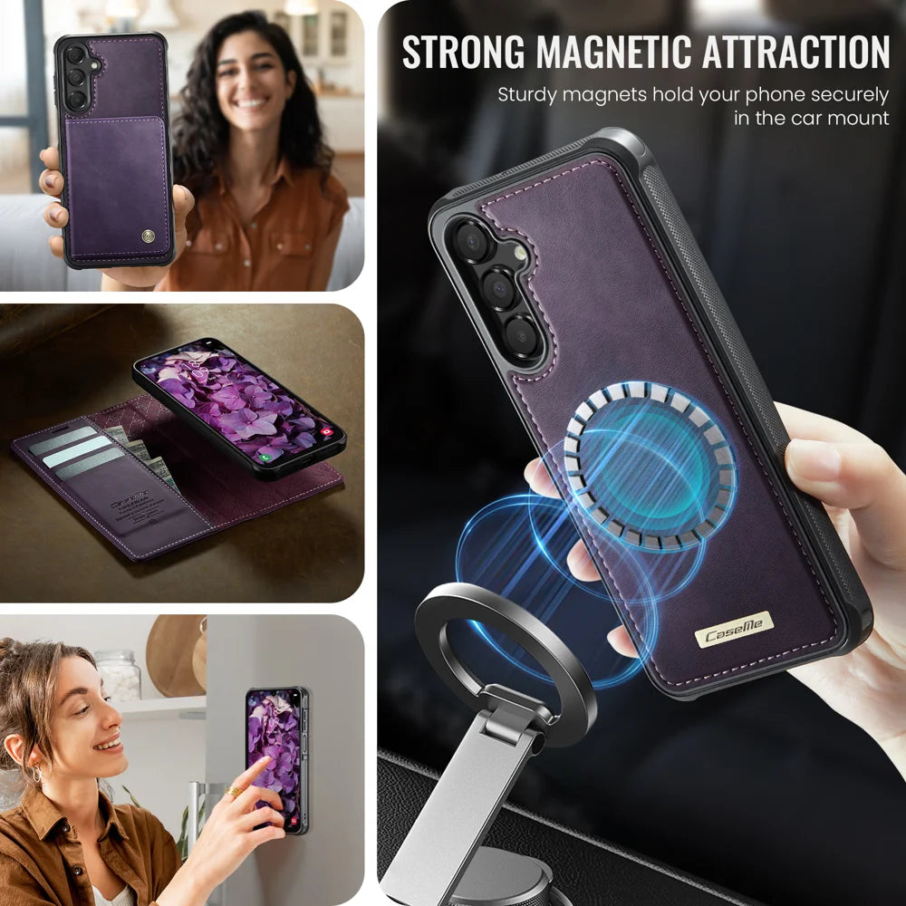 CASEME For Samsung Galaxy A16 5G Magnetic Case  C49 RFID Blocking Detachable Wallet Leather Phone Cover - Purple - 3