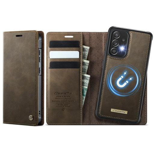 CASEME For Samsung Galaxy A52s 5G / Galaxy A52 5G Magnetic Case  C49 RFID Blocking Detachable Wallet Leather Phone Cover - Coffee - 1