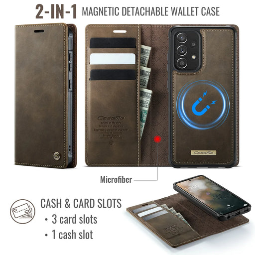 CASEME For Samsung Galaxy A52s 5G / Galaxy A52 5G Magnetic Case  C49 RFID Blocking Detachable Wallet Leather Phone Cover - Coffee - 2