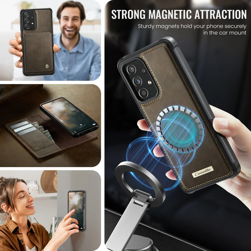 CASEME For Samsung Galaxy A52s 5G / Galaxy A52 5G Magnetic Case  C49 RFID Blocking Detachable Wallet Leather Phone Cover - Coffee - 3