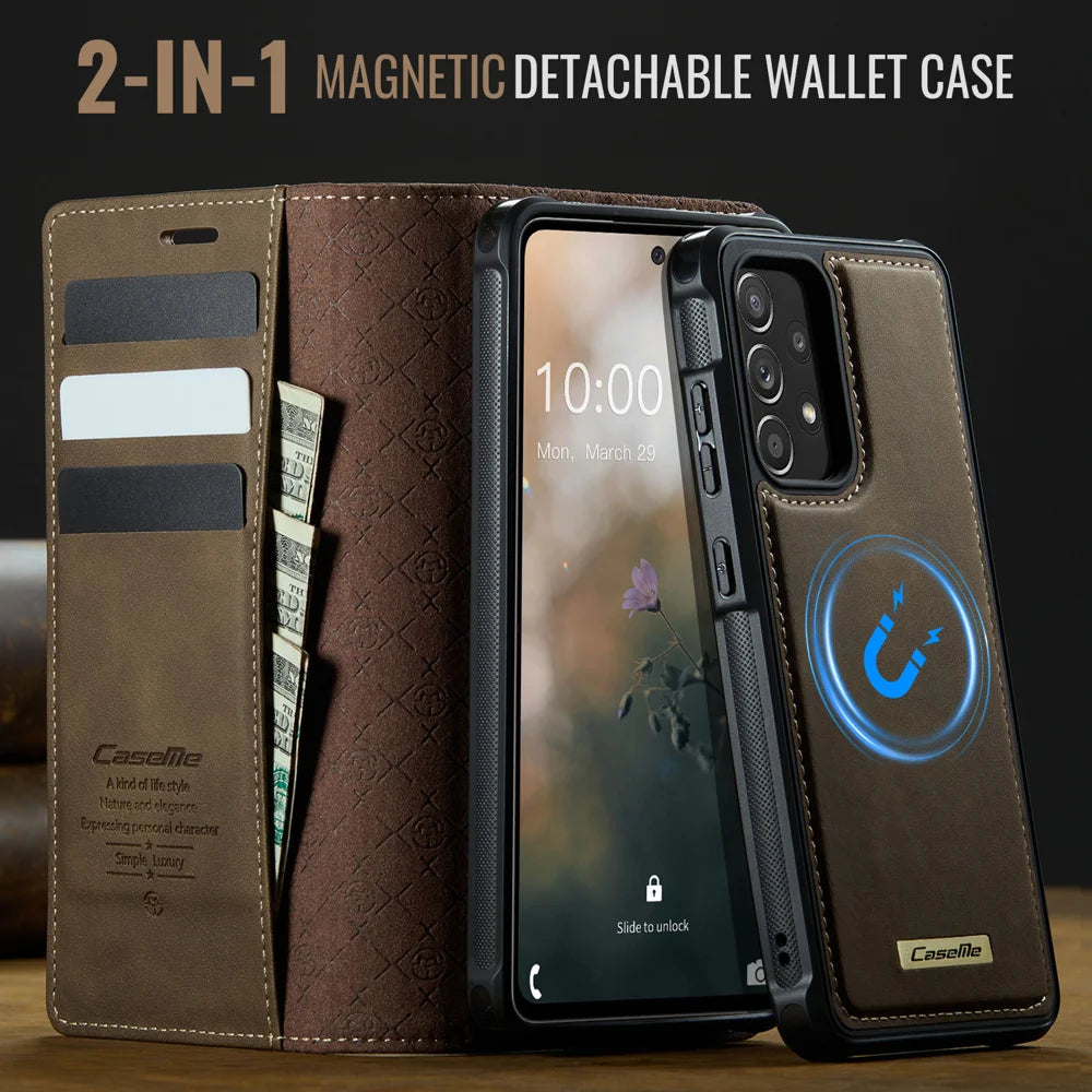 CASEME For Samsung Galaxy A52s 5G / Galaxy A52 5G Magnetic Case  C49 RFID Blocking Detachable Wallet Leather Phone Cover - Coffee - 4