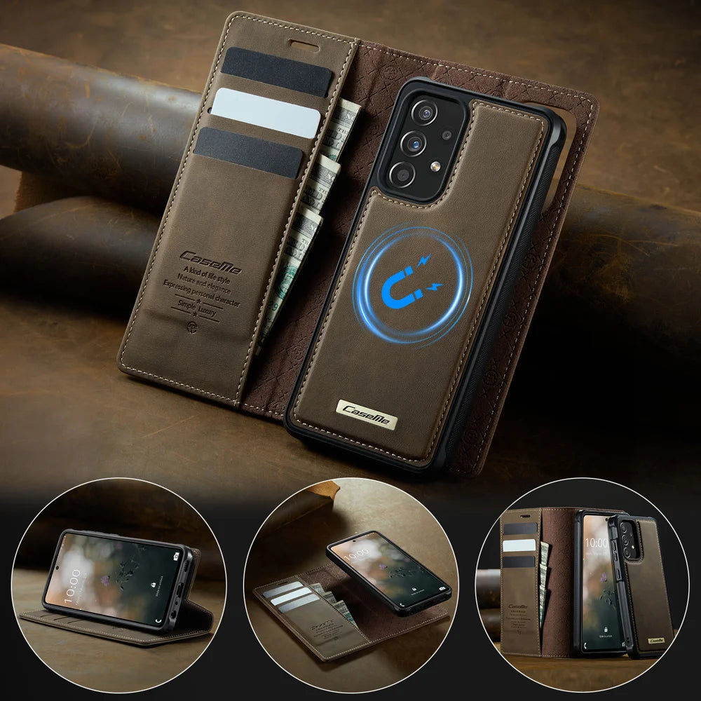 CASEME For Samsung Galaxy A52s 5G / Galaxy A52 5G Magnetic Case  C49 RFID Blocking Detachable Wallet Leather Phone Cover - Coffee - 7