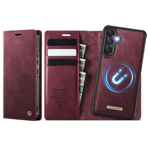 CASEME For Samsung Galaxy A54 5G Magnetic Case  C49 RFID Blocking Detachable Wallet Leather Phone Cover - Red - 1