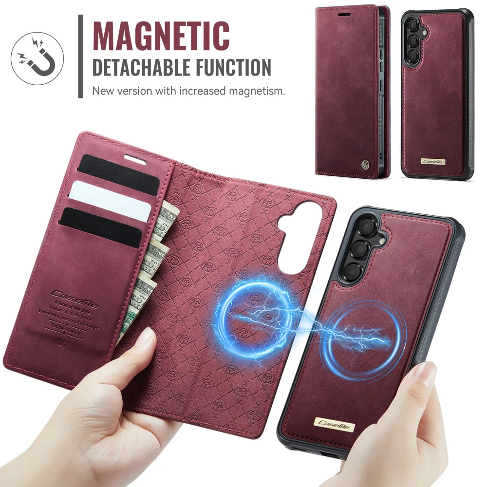 CASEME For Samsung Galaxy A54 5G Magnetic Case  C49 RFID Blocking Detachable Wallet Leather Phone Cover - Red - 6
