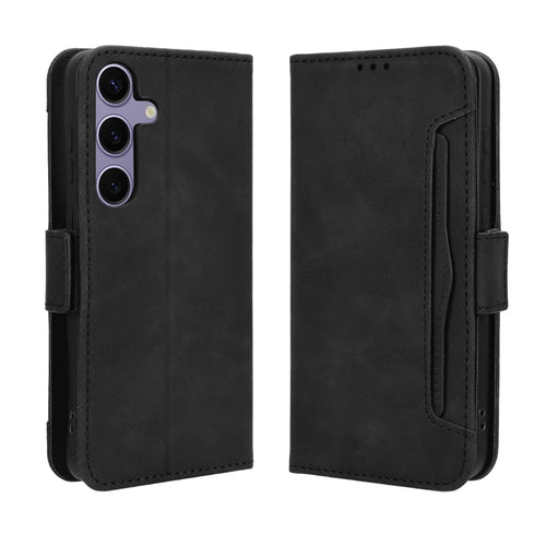 For Samsung Galaxy S25 FE Leather Case Phone Wallet Cover with Multiple Card Slots - Black - 1