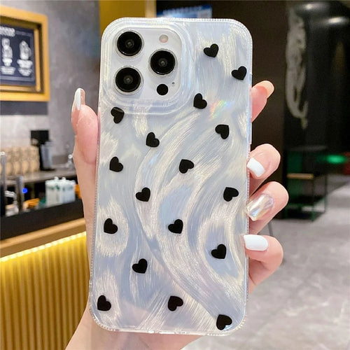 For iPhone 15 Pro Case Feather Yarn Texture Love Pattern Hard PC Phone Back Cover - 1